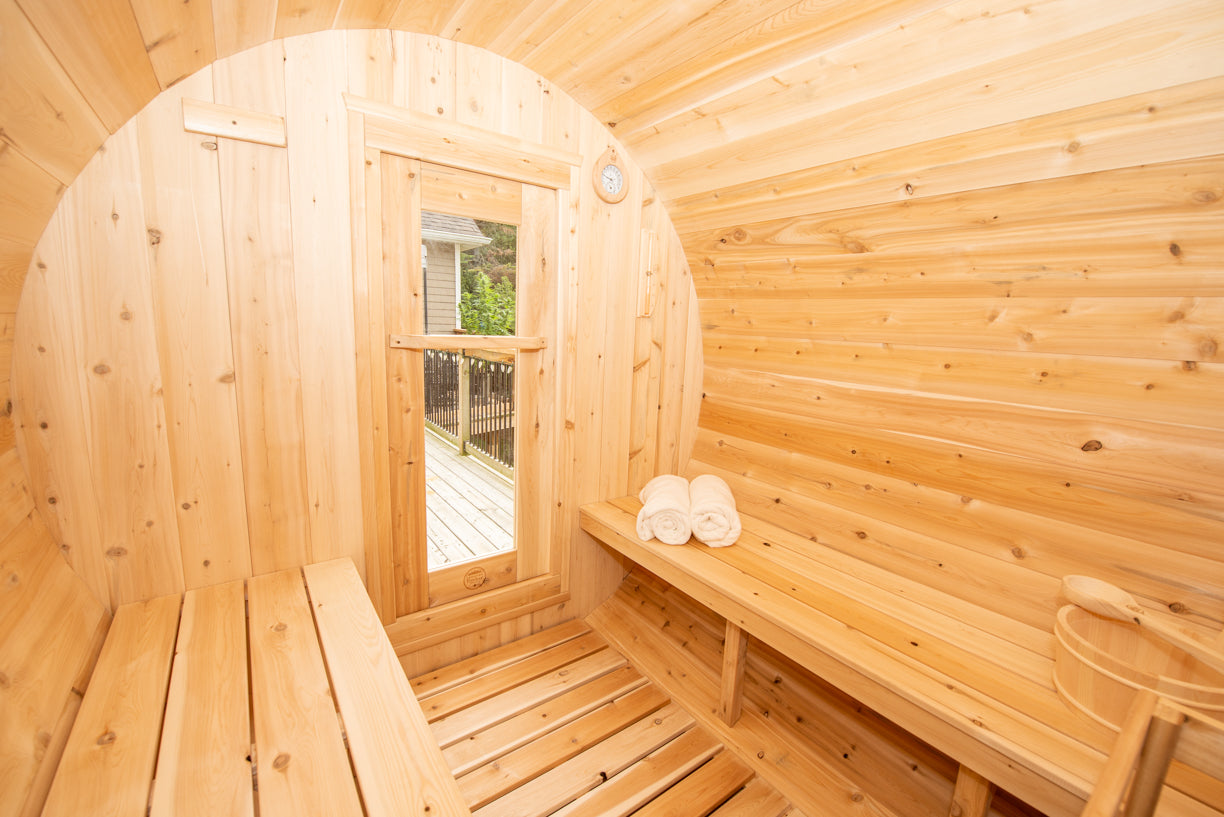 LeisureCraft CT Harmony Outdoor Sauna interior