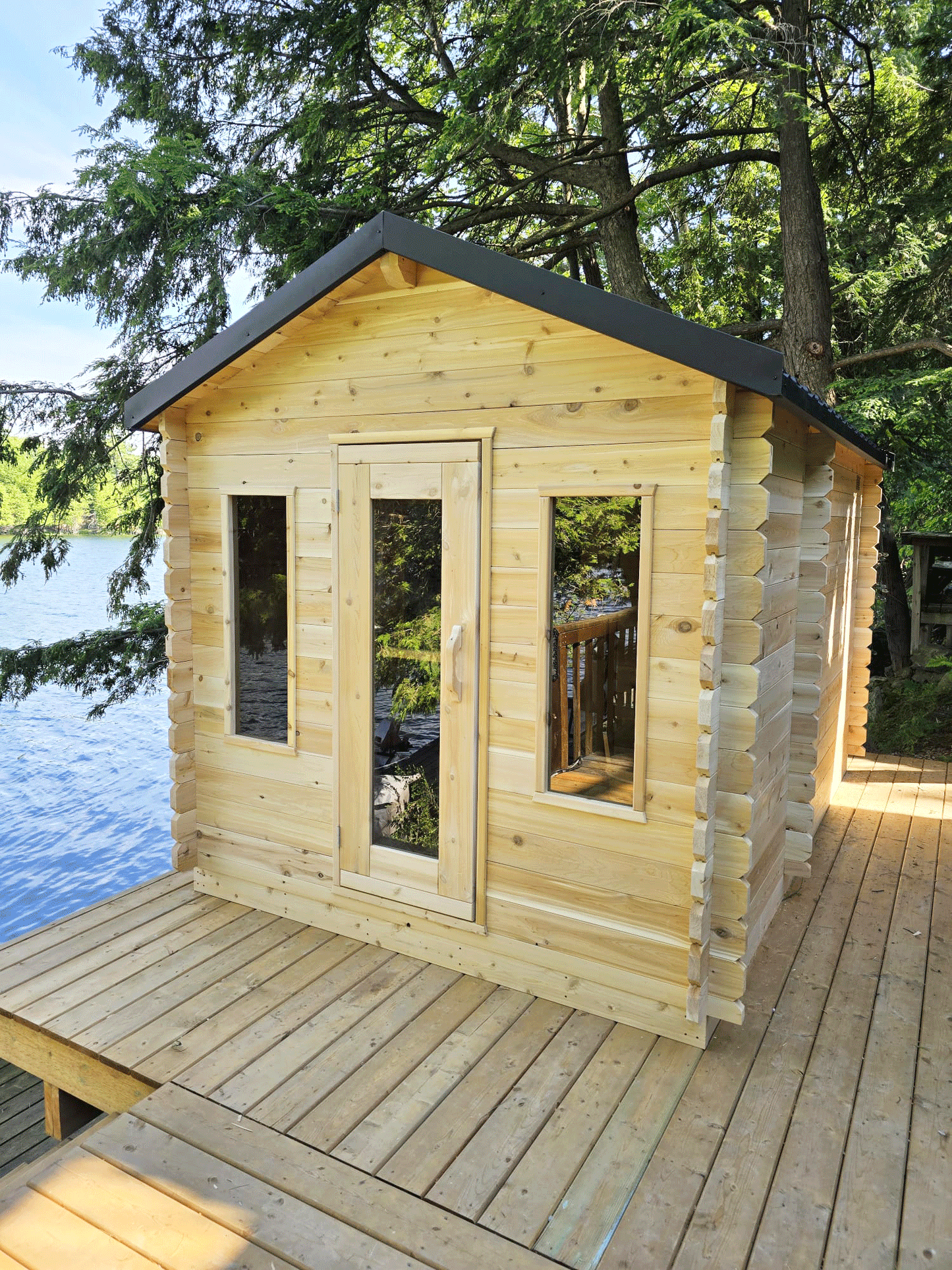 LeisureCraft CT Georgian Cabin Sauna with Changeroom exterior
