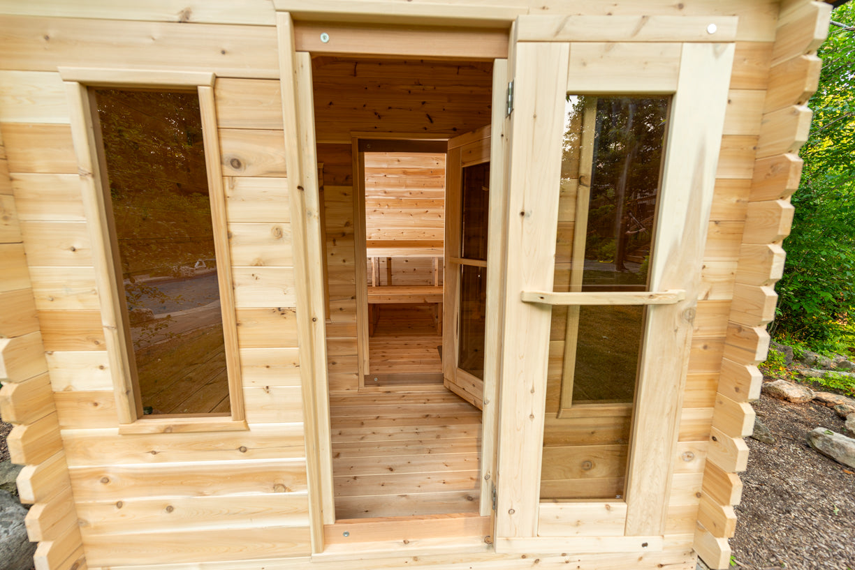LeisureCraft CT Georgian Cabin Sauna with Changeroom exterior