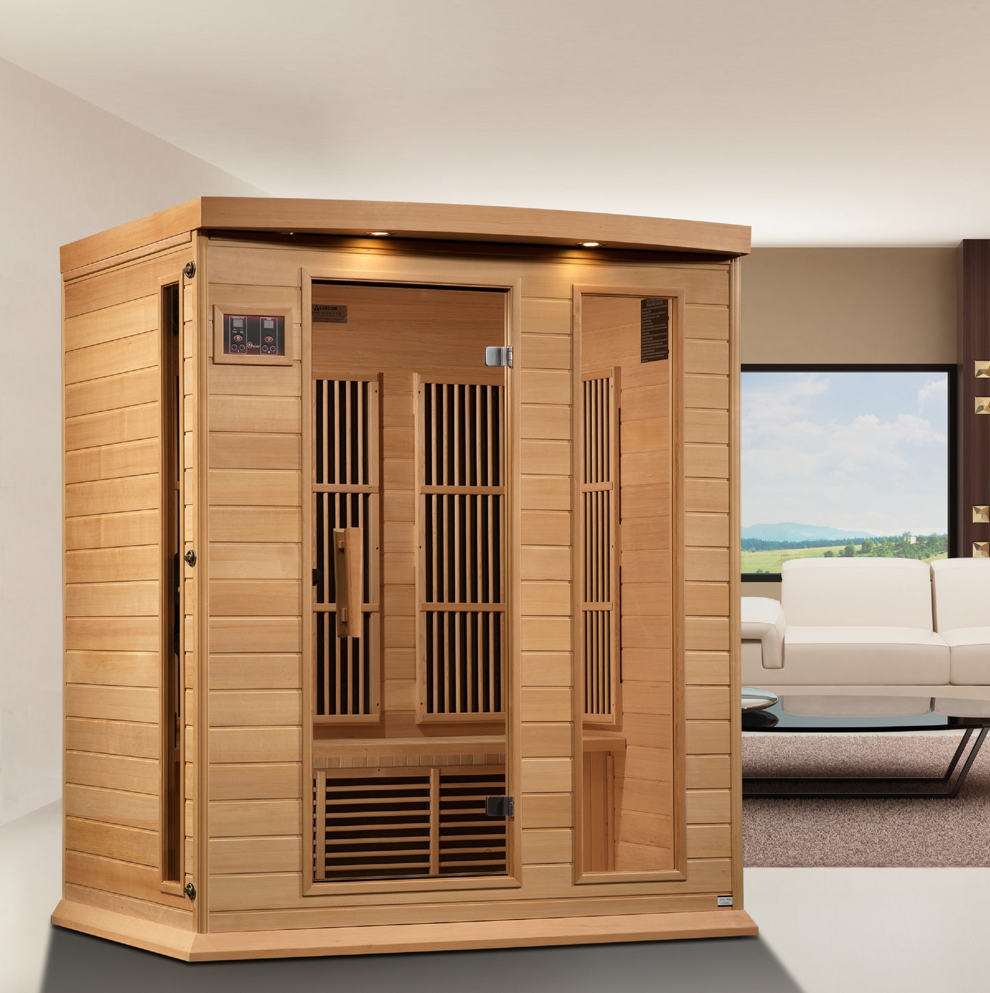 Maxxus 3-Person Near Zero EMF (Under 3MG) FAR Infrared Sauna (Hemlock / Red Cedar)