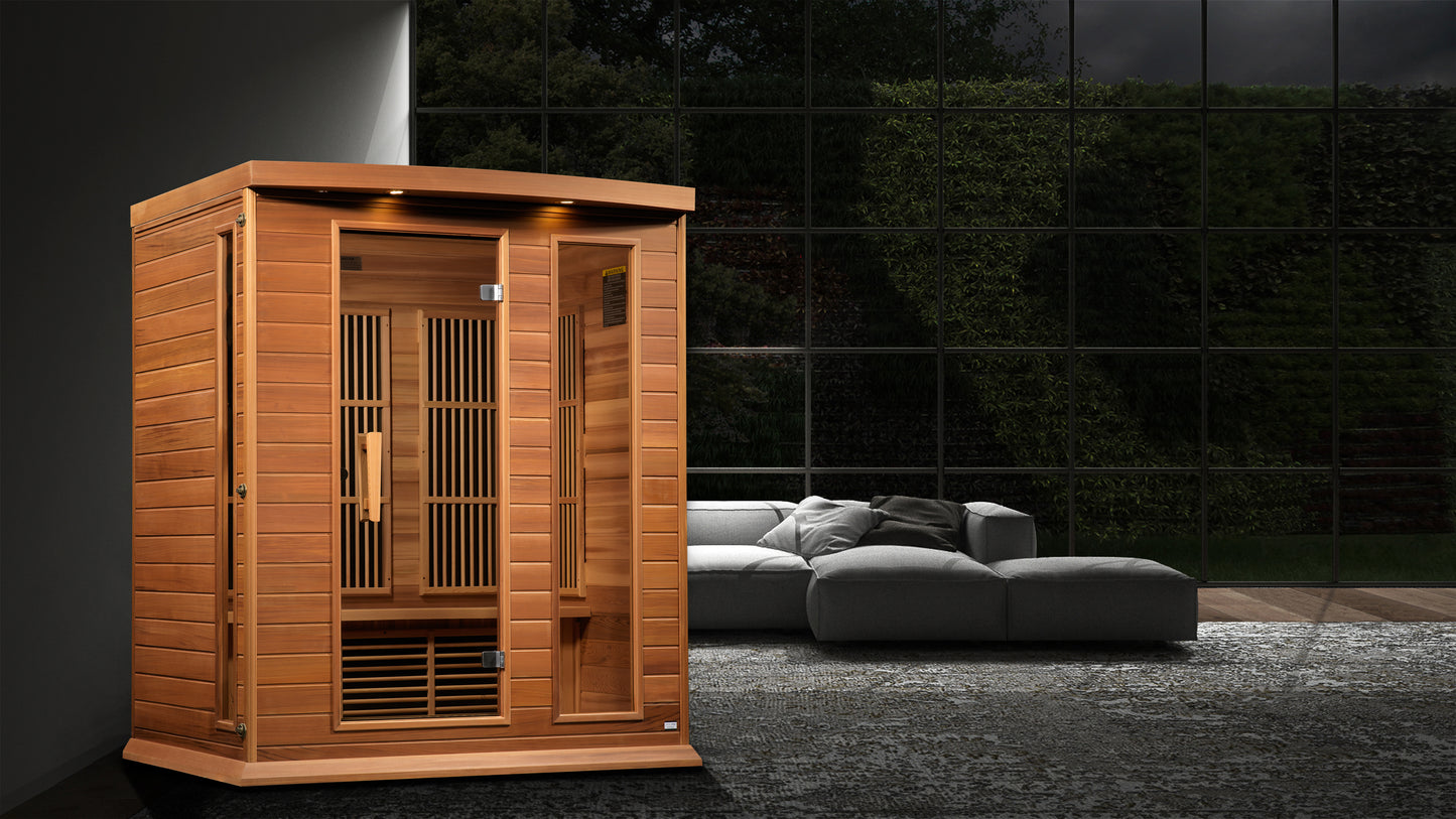 Maxxus 3-Person Near Zero EMF (Under 3MG) FAR Infrared Sauna (Hemlock / Red Cedar)