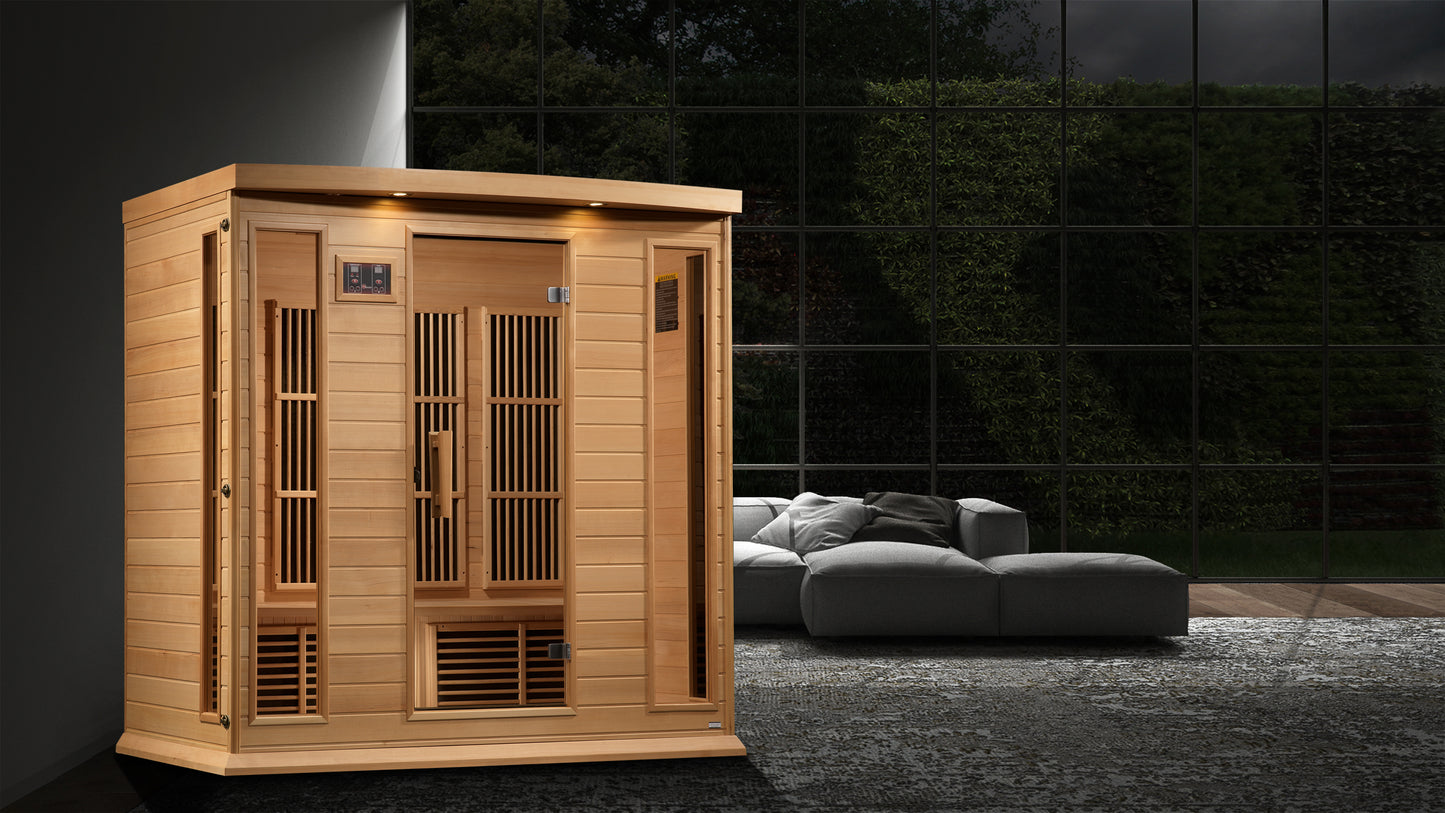 Maxxus 4-Person Near Zero EMF (Under 3MG) FAR Infrared Sauna (Hemlock / Red Cedar)