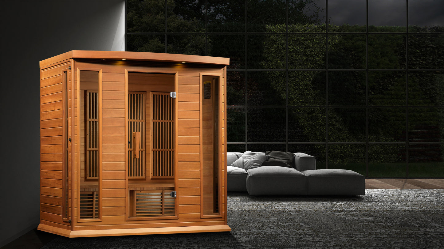 Maxxus 4-Person Near Zero EMF (Under 3MG) FAR Infrared Sauna (Hemlock / Red Cedar)