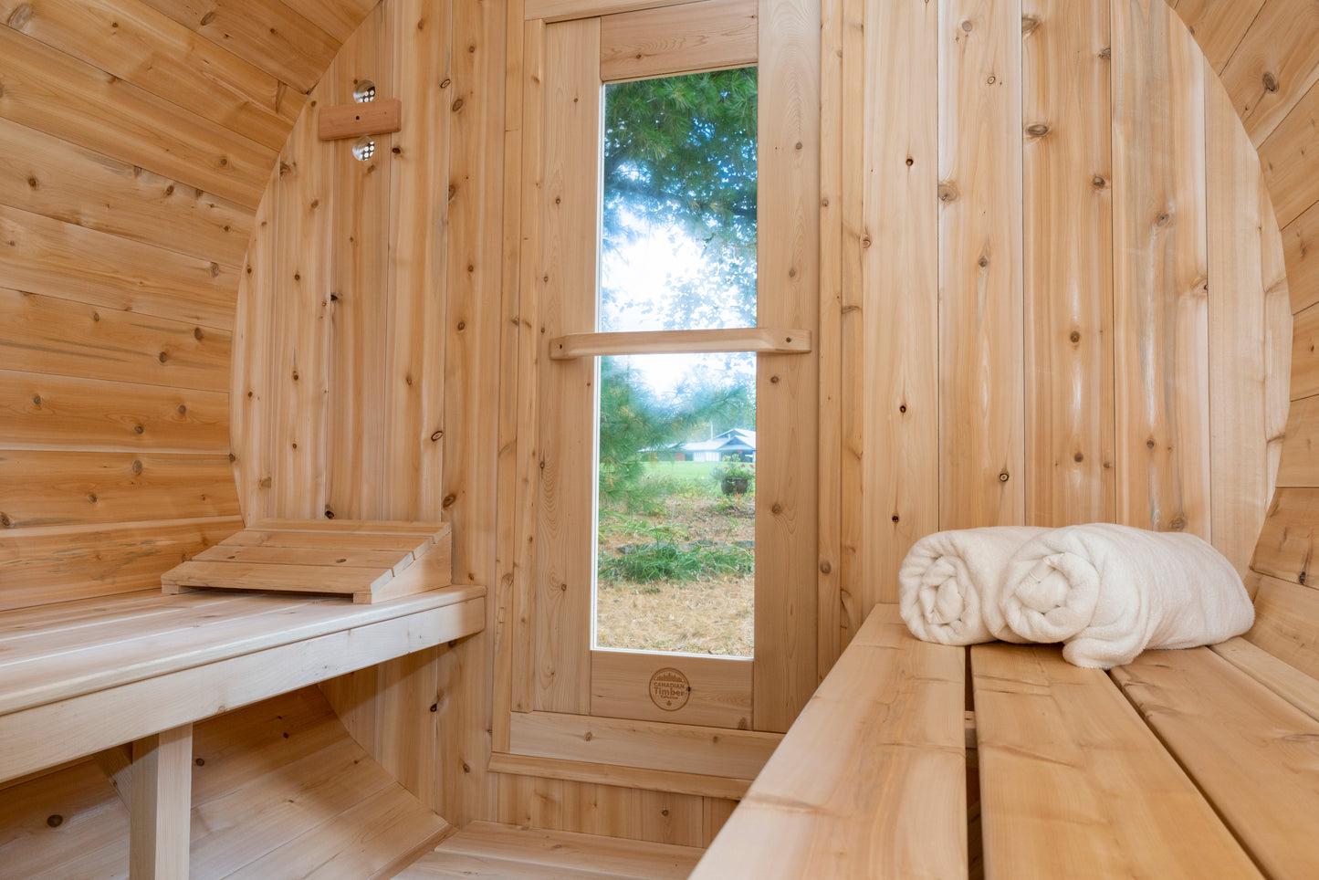 LeisureCraft CT Serenity Outdoor Sauna interior